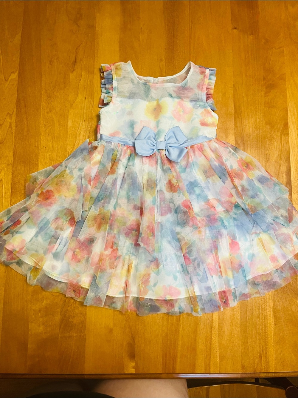 Jona Michelle Pastel Floral Bow Tulle Dress
